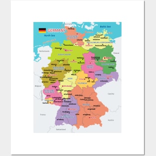 Administrative map of Germany Posters and Art